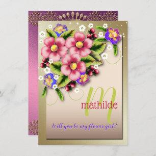 Will You Be My Flower Girl Jewel Floral Wedding Invitation