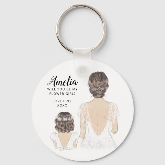 Will you be my flower girl keyring (Front)