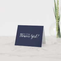 Will You Be My Flower Girl? Modern Navy Blue