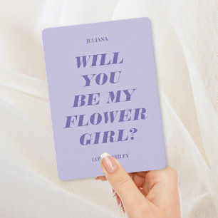 Will You Be My Flower Girl? Modern Text Lavender Invitation