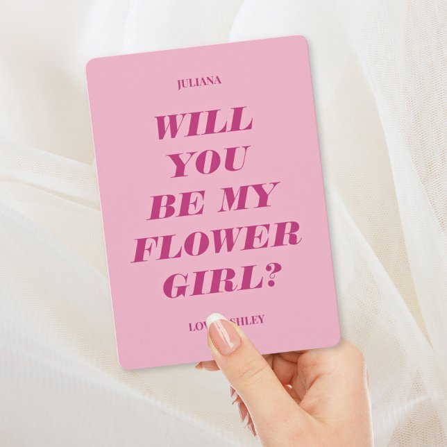 Will You Be My Flower Girl? Modern Text Pink Invitation (Creator Uploaded)