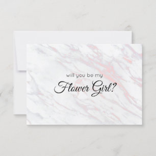 Will You Be My Flower Girl Pink and Grey Marble