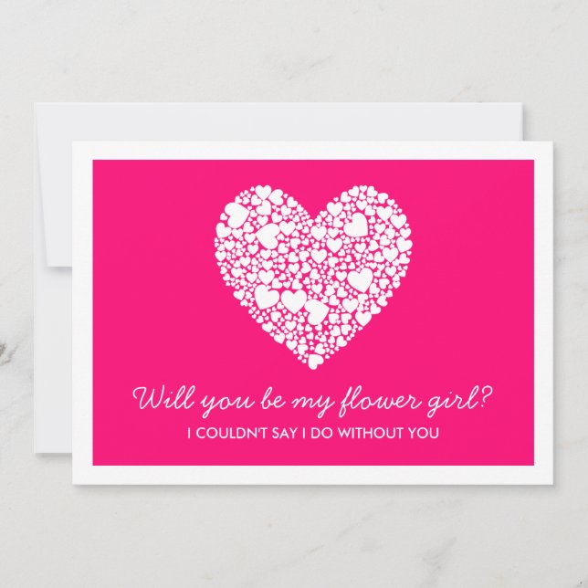 Will You Be My Flower Girl? Pink Heart Card (Front)