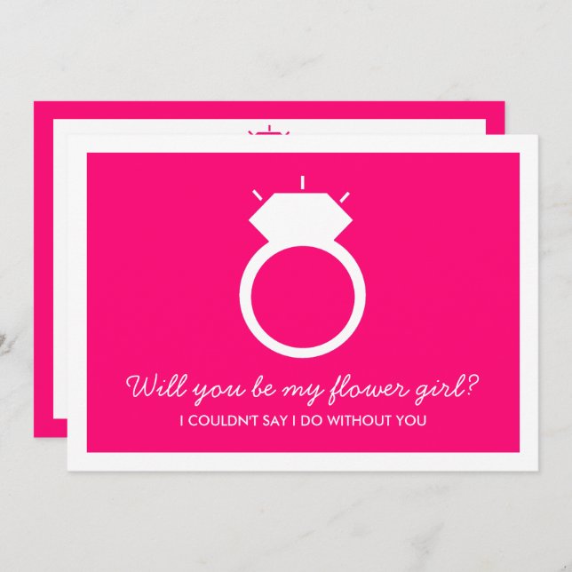 Will You Be My Flower Girl? Pink Ring Card (Front/Back)