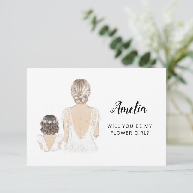 Will You Be My Flower Girl Proposal Flat Card (Standing Front)