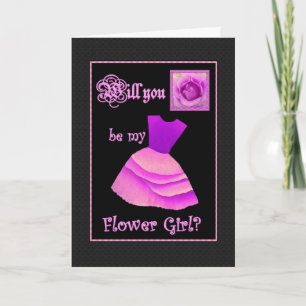 Will You Be My Flower Girl? Purple Dress and Rose Invitation