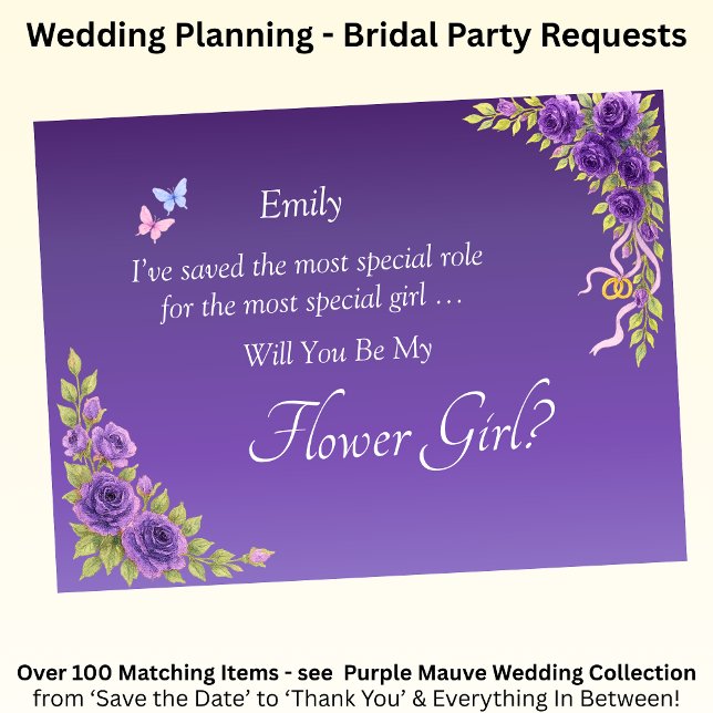 Will You Be My Flower Girl?  Purple Mauve Flowers  (Creator Uploaded)