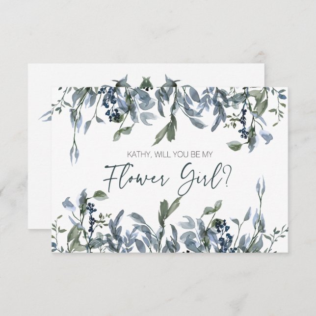 Will You Be My Flower Girl Sage Silver Green (Front/Back)