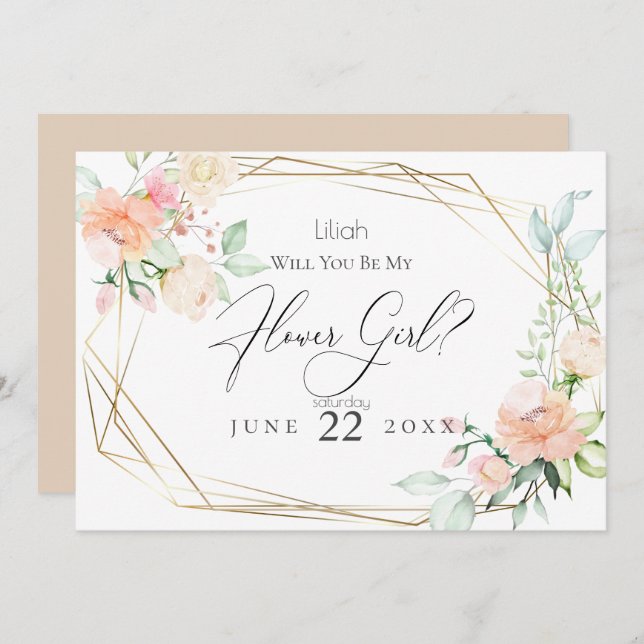 Will You Be My Flower Girl Spring Flowers Invitation (Front/Back)