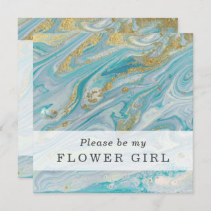 Will You Be My Flower Girl Turquoise & Gold Card