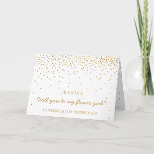 Will You Be My Flower Girl Vintage Gold Confetti Invitation