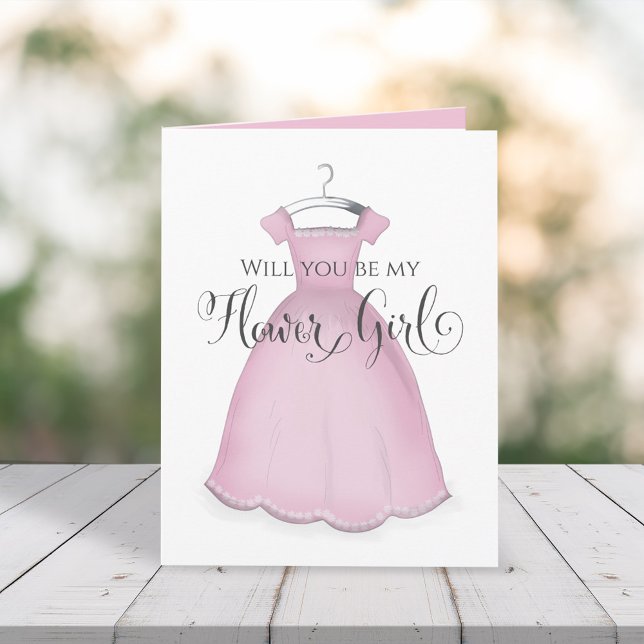 Will you be my Flower Girl Wedding Pink Dress Cute Card (Creator Uploaded)