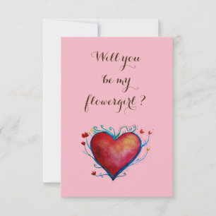 Will you be my flowergirl pink invitation postcard