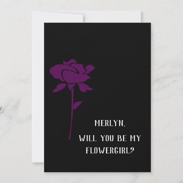 Will You Be My Flowergirl Purple Rose Wedding Invitation (Front)