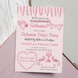Will You Be My Galentine? Galentine Day's Party Invitation