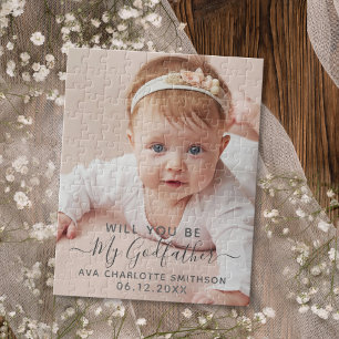 Will You Be My Godfather Classy Personalised Photo Jigsaw Puzzle