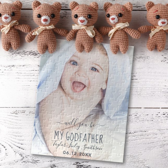   Will You Be My Godfather Cute Personalised Photo Jigsaw Puzzle (Creator Uploaded)