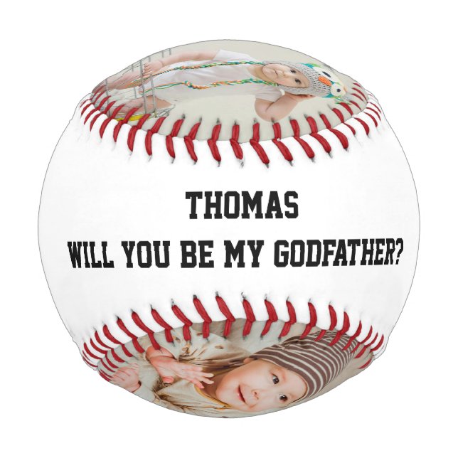 Will You Be My Godfather Godparent Proposal Sports Baseball (Back)