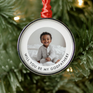 Will You Be My Godfather Photo Proposal Metal Tree Decoration