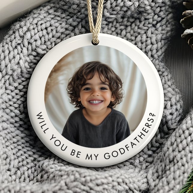 Will You Be My Godfathers Photo Proposal Ceramic Tree Decoration (Zazzle Will You Be My Godfathers Photo Proposal Ceramic Ornament (Front))