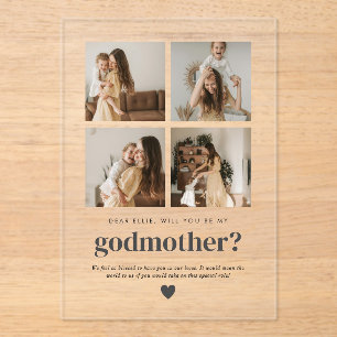 Will You Be My Godmother 4 Photo Proposal Card Acrylic Invitations