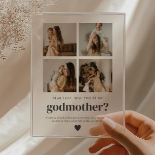 Will You Be My Godmother 4 Photo Proposal Card Acrylic Invitations