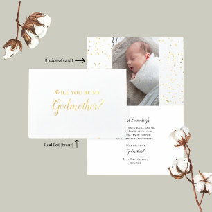 Will You Be My Godmother Baby Photo Proposal Foil Card