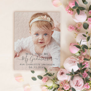 Will You Be My Godmother Classy Personalised Photo Jigsaw Puzzle
