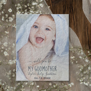 Will You Be My Godmother Classy Personalised Photo Jigsaw Puzzle