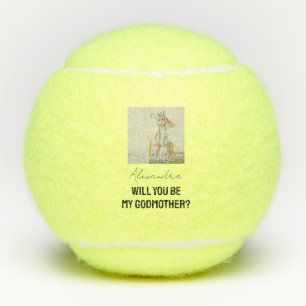 Will You Be My Godmother Godparent Proposal Photo Tennis Balls