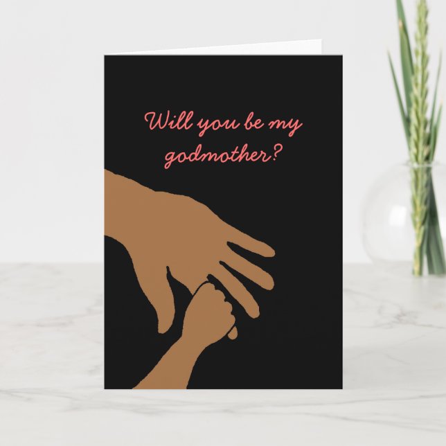 will you be my godmother in pink card ethnic (Front)