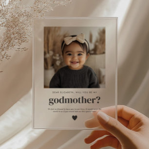 Will You Be My Godmother Photo Proposal Acrylic Invitations