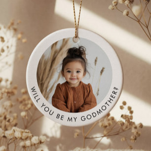 Will You Be My Godmother Photo Proposal Ceramic Tree Decoration