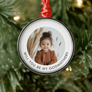 Will You Be My Godmother Photo Proposal Metal Tree Decoration