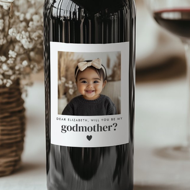 Will You Be My Godmother Photo Proposal Wine Label (Zazzle Will You Be My Godmother Photo Proposal Wine Label)