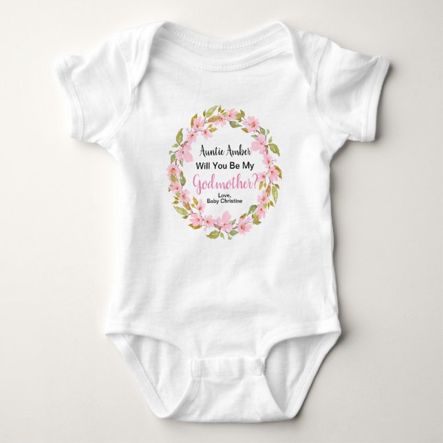 Will You Be My Godmother Proposal on Baby Bodysuit (Front)