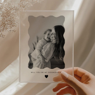Will You Be My Godmother Wavy Photo Proposal Card Acrylic Invitations