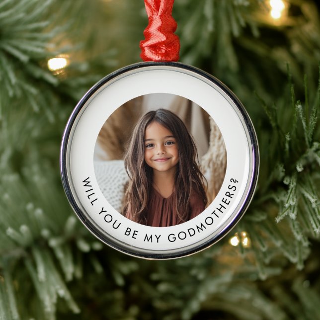 Will You Be My Godmothers Photo Proposal Metal Tree Decoration (Tree)