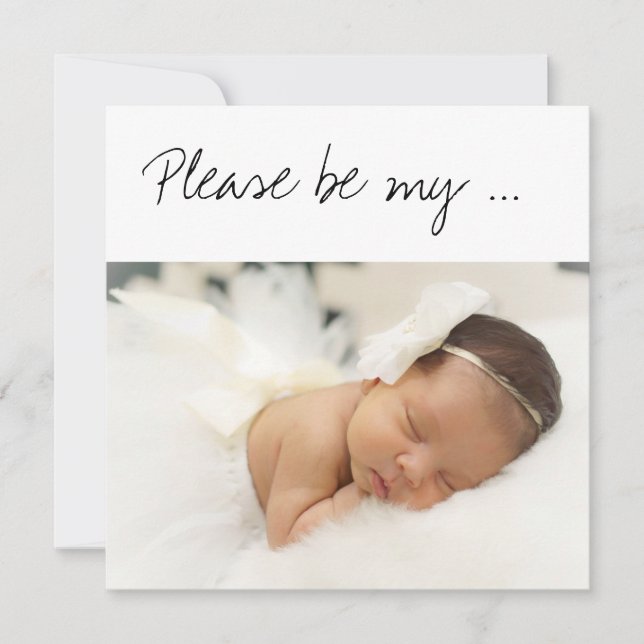 Will You be My GodParent Baby Girl Photo Card (Front)