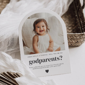 Will You Be My Godparents Arch Photo Proposal Invitation