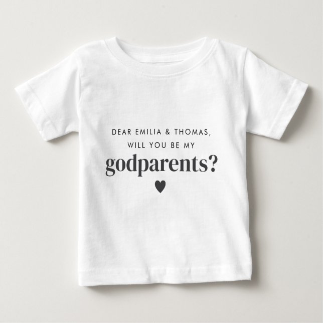 Will You Be My Godparents Photo Proposal Baby T-Shirt (Front)