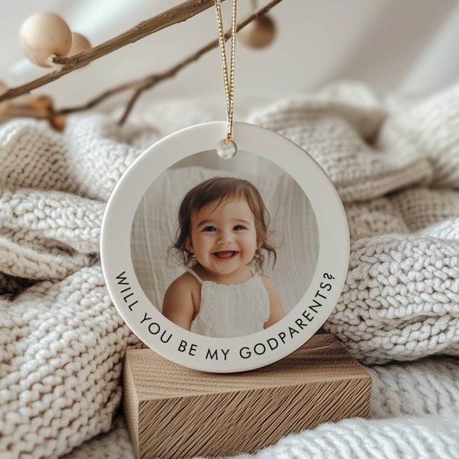 Will You Be My Godparents Photo Proposal Ceramic Tree Decoration (Creator Uploaded)
