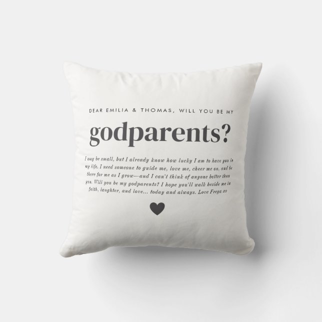 Will You Be My Godparents Photo Proposal Cushion (Back)