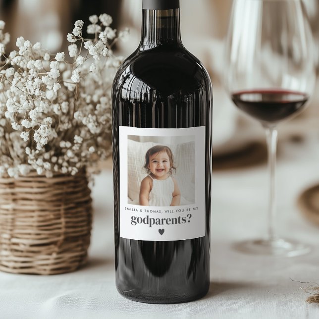 Will You Be My Godparents Photo Proposal Wine Label (Zazzle Will You Be My Godparents Photo Proposal Wine Label)