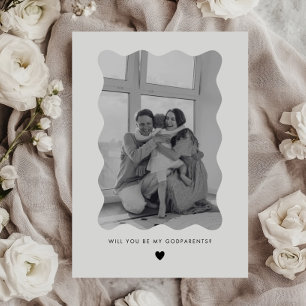 Will You Be My Godparents Wavy Photo Proposal Card