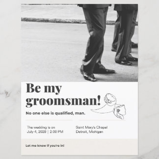 Will You Be My Groomsman 8.5" x 11" Paper Sheet