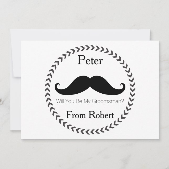 Will You Be My Groomsman Black Moustache Invitation (Front)