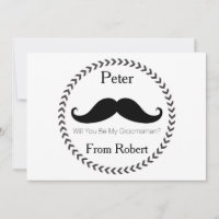 Will You Be My Groomsman Black Moustache