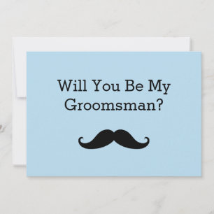 Will You Be My Groomsman Black Moustache Invitation