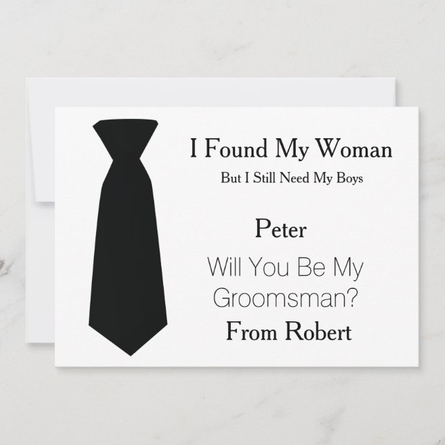 Will You Be My Groomsman Black & White Tie Invitation (Front)